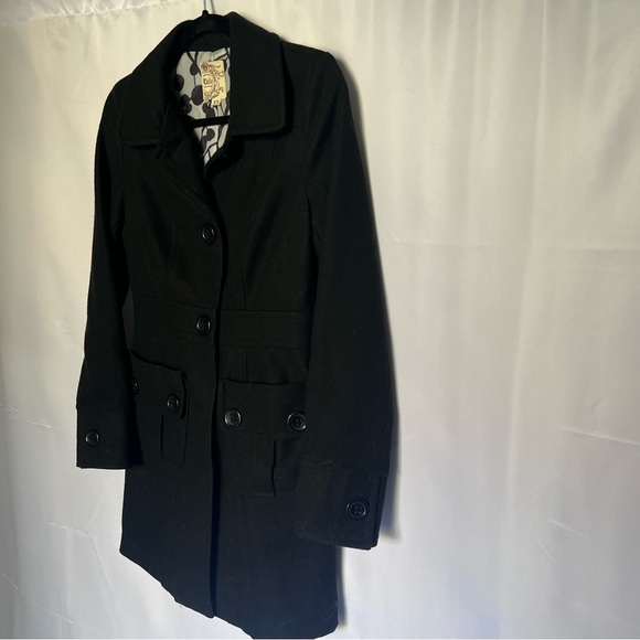Tulle black wool 3/4 length coat. Size XS. Lined. - Picture 4 of 5